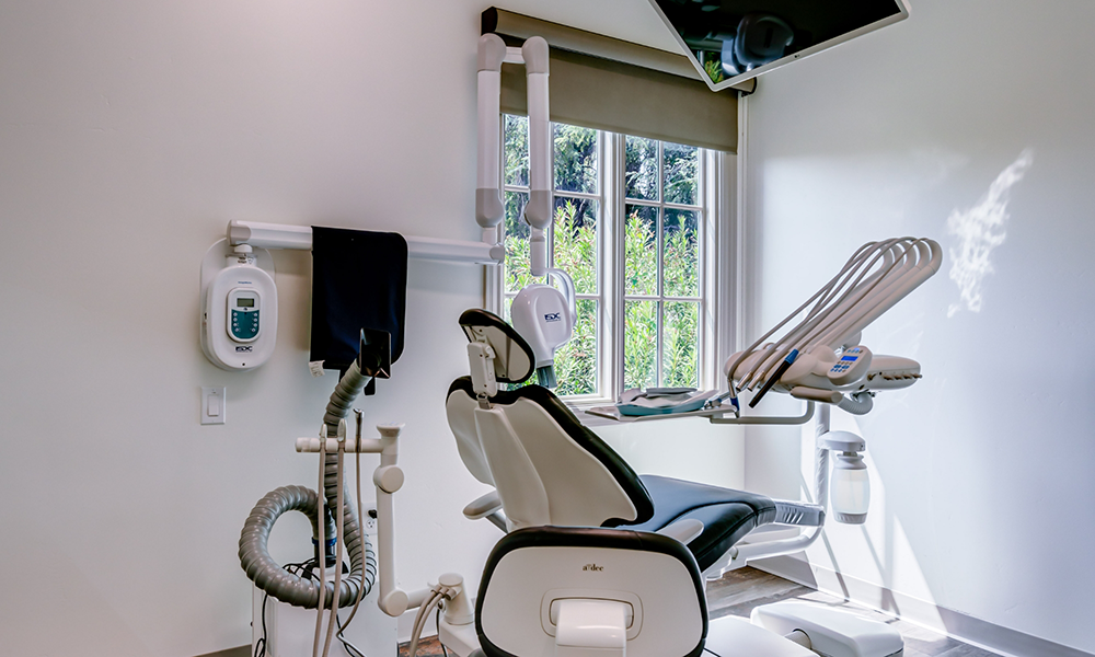 Dental chair next to window