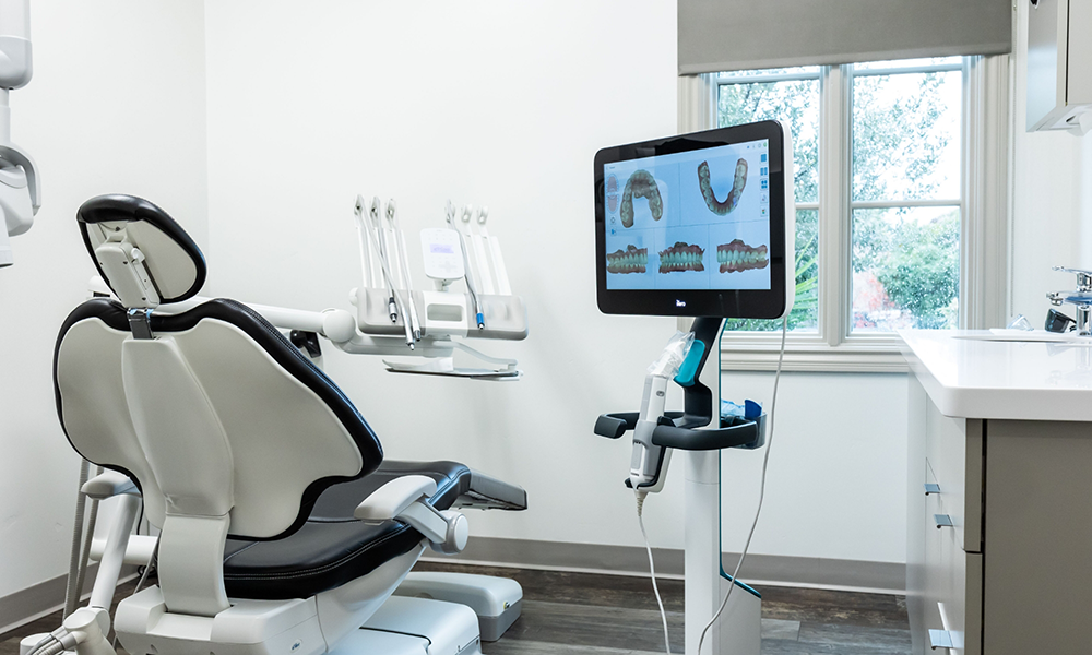 Dental chair next to window